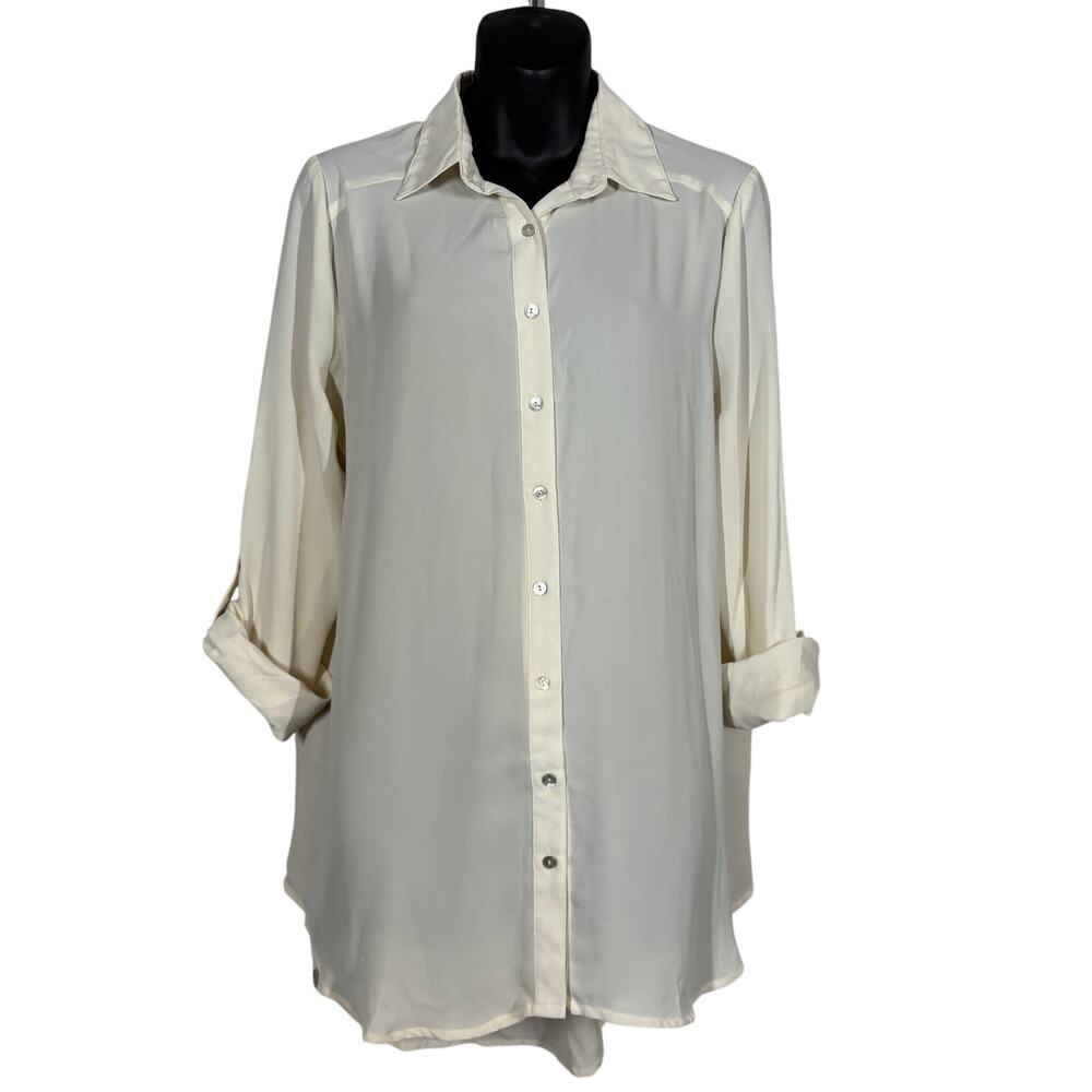 Taylor & Sage Crocheted Button Down - L